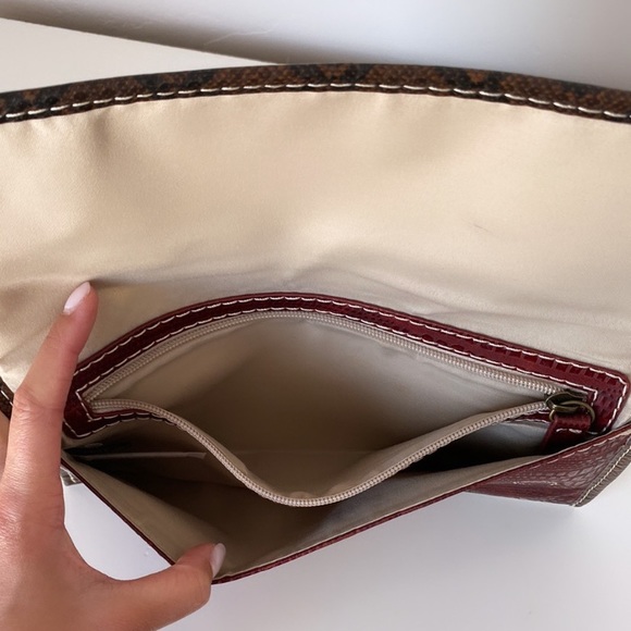Ann Taylor Loft Red/Burgundy Faux Snakeskin Clutch - Picture 6 of 7